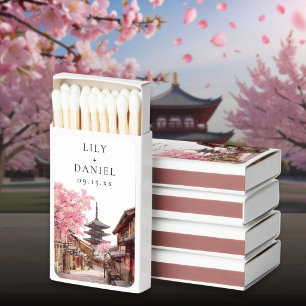 Elegant Watercolor Kyoto Japan Wedding Matchboxes