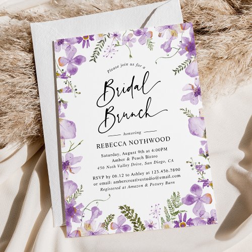Elegant Watercolor Lavender Bridal Brunch Invitation