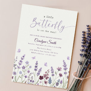 Elegant Watercolor Lavender Butterfly Baby Shower Invitation