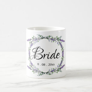 Elegant watercolor Lavender Eucalyptus Bride Coffee Mug