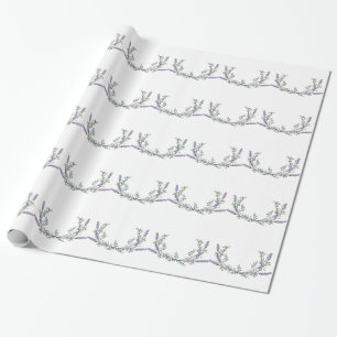 Elegant watercolor Lavender Eucalyptus Wrapping Paper