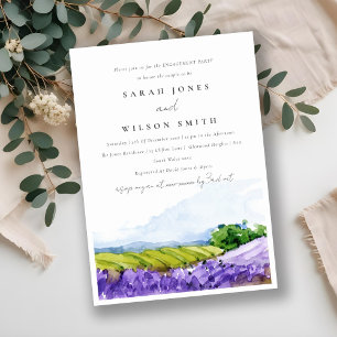 Elegant Watercolor Lavender Fields Engagement Invitation