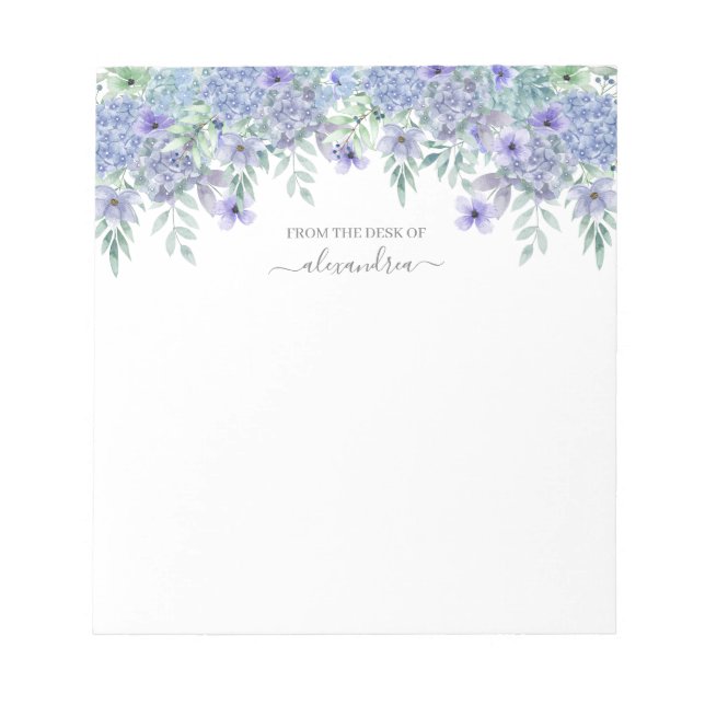 Elegant Watercolor Lavender Floral Botanical Leaf Notepad (Front)