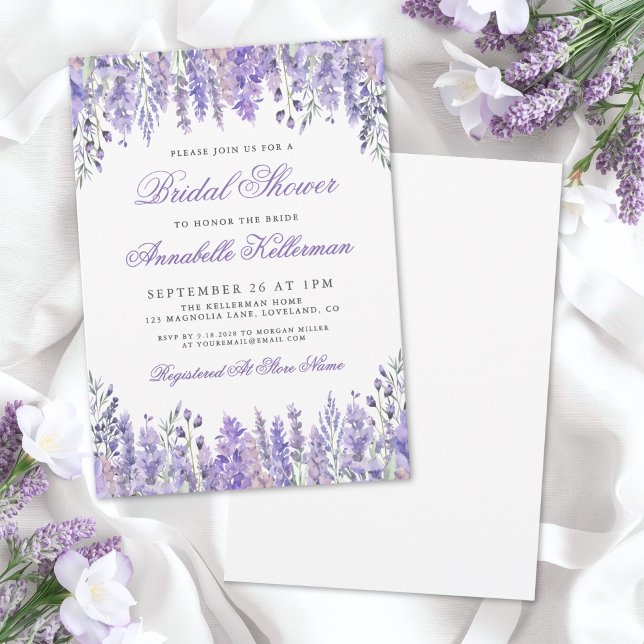 Elegant Watercolor Lavender Floral Bridal Shower Invitation (Elegant Watercolor Lavender Floral Bridal Shower Invitation)