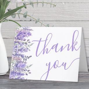 Elegant Watercolor Lavender Floral Bridal Shower Letterpress Thank You Card