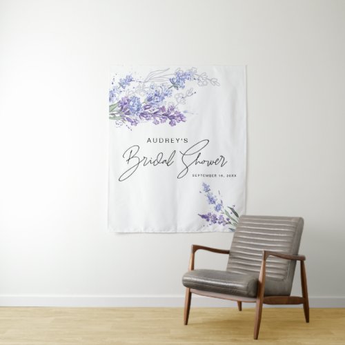 Elegant Watercolor Lavender Floral Bridal Shower Tapestry
