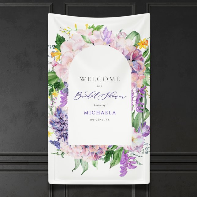 Elegant Watercolor Lavender Flowers Bridal Shower Banner (Creator Uploaded)