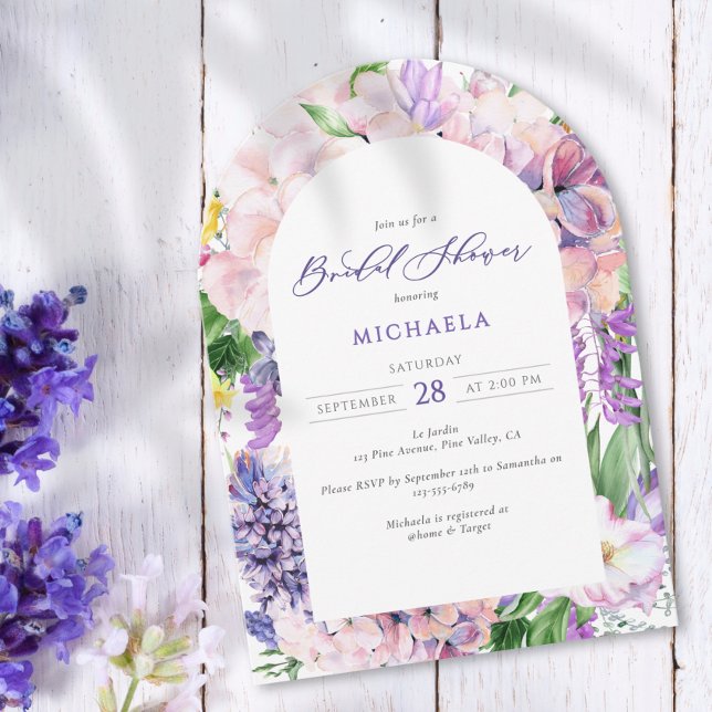Elegant Watercolor Lavender Flowers Bridal Shower Invitation (Creator Uploaded)