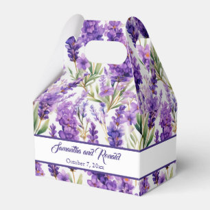Elegant Watercolor Lavender Flowers Favor Boxes