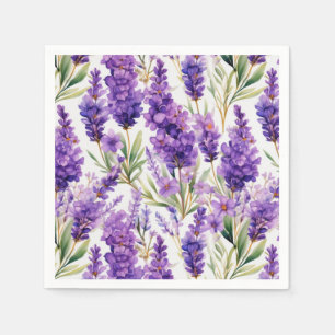 Elegant Watercolor Lavender Flowers  Napkins
