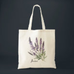 Elegant Watercolor Lavender Flowers Personalized Tote Bag<br><div class="desc">Elegant whimsical and botanical floral tote bag featuring watercolor bouquet of lavender flowers. You can personalize by adding names. This lavender tote bag will be perfect as a personalized gift.</div>