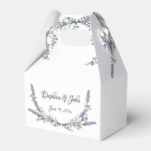 Elegant watercolor lavender greenery botanical favor boxes