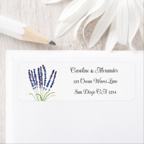 Elegant Watercolor Lavender Herbs Floral Wedding L Label