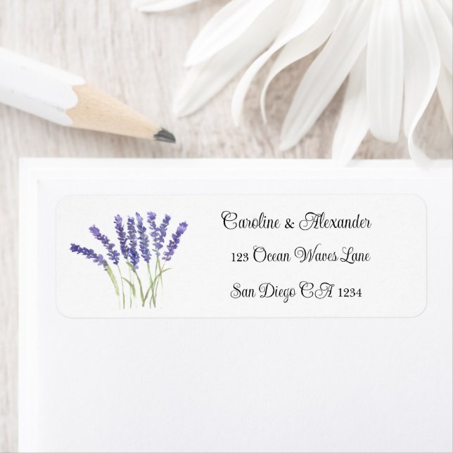 Elegant Watercolor Lavender Herbs Floral Wedding L Label (Insitu)