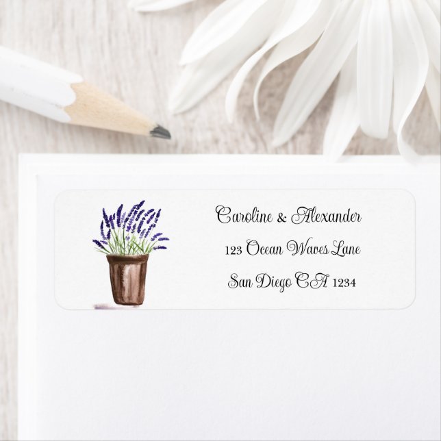 Elegant Watercolor Lavender Herbs Floral Wedding L Label (Insitu)