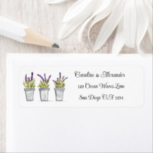 Elegant Watercolor Lavender Herbs Floral Wedding Label