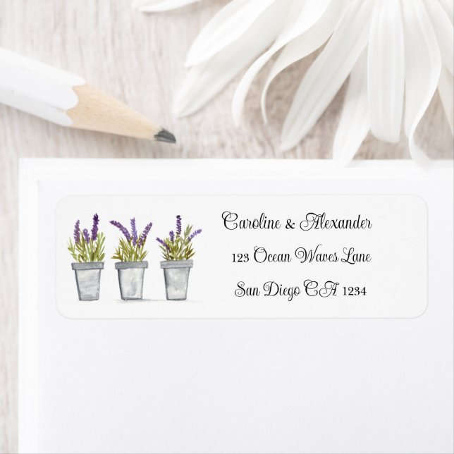 Elegant Watercolor Lavender Herbs Floral Wedding Label (Insitu)