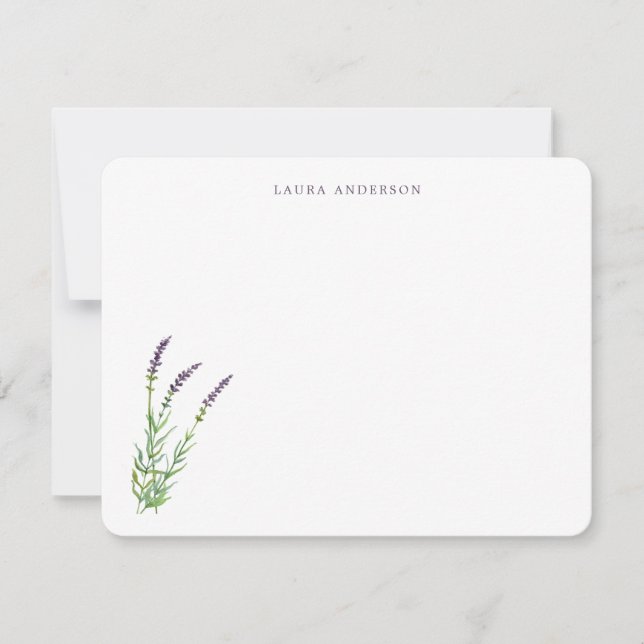 Elegant Watercolor Lavender personalized  Thank You Card (Front)