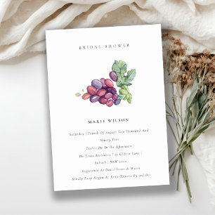 Elegant Watercolor Leaf Grape Bridal Shower Invite