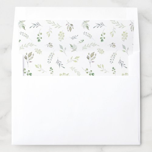 Elegant Watercolor Leaf Pattern Envelope Liner
