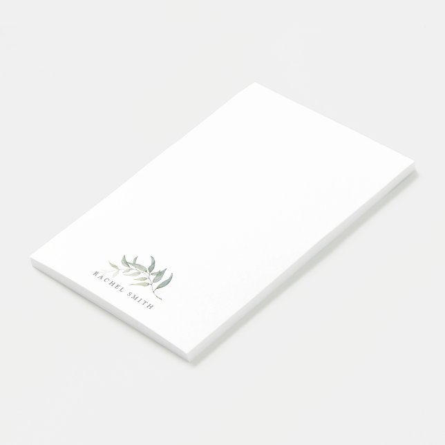 elegant watercolor leaf personalized post-it notes (Angled)