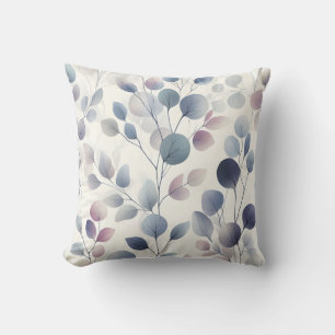 Elegant Watercolor Leaf Soft Pastel Botanical Art Throw Pillow