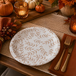 Elegant Watercolor Leaf Thanksgiving Plates