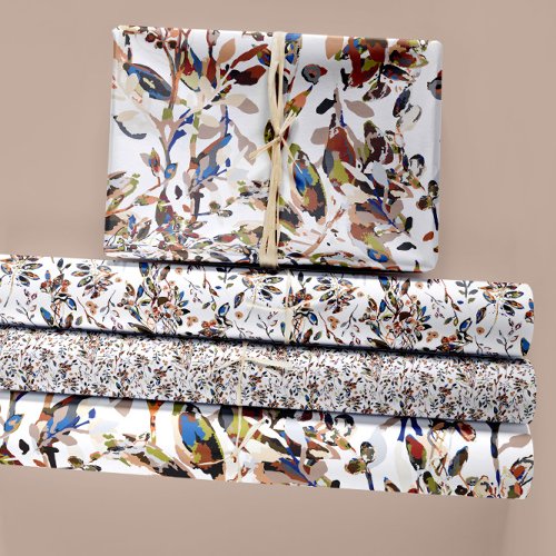 Elegant Watercolor Leaves Berries Floral Wrapping Paper Sheets