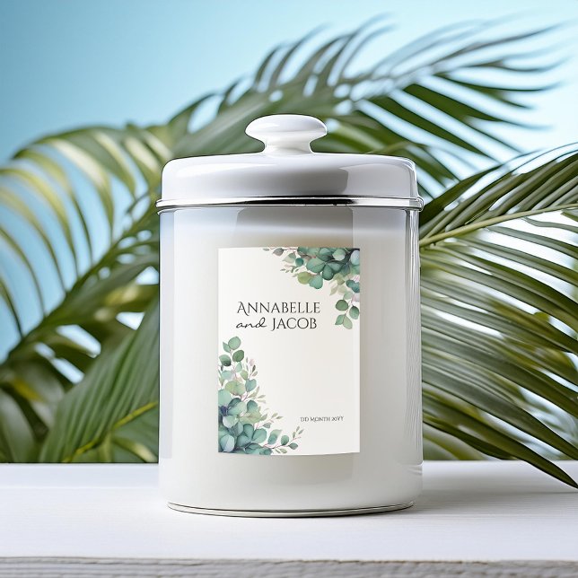 Elegant Watercolor Leaves Candle Label (Creator Uploaded)