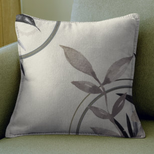 Elegant Watercolor Leaves & Hummingbird Throw Pillow