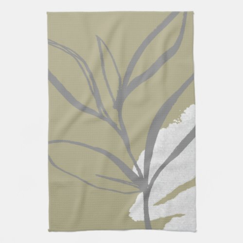 Elegant Watercolor Leaves Kitchen Towel