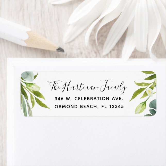 Elegant Watercolor Leaves Spring Summer Label (Insitu)