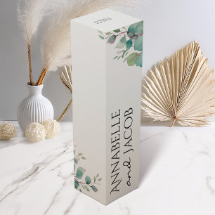Elegant Watercolor Leaves Wine Gift Box