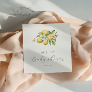 Elegant Watercolor Lemon Baby Shower Napkins