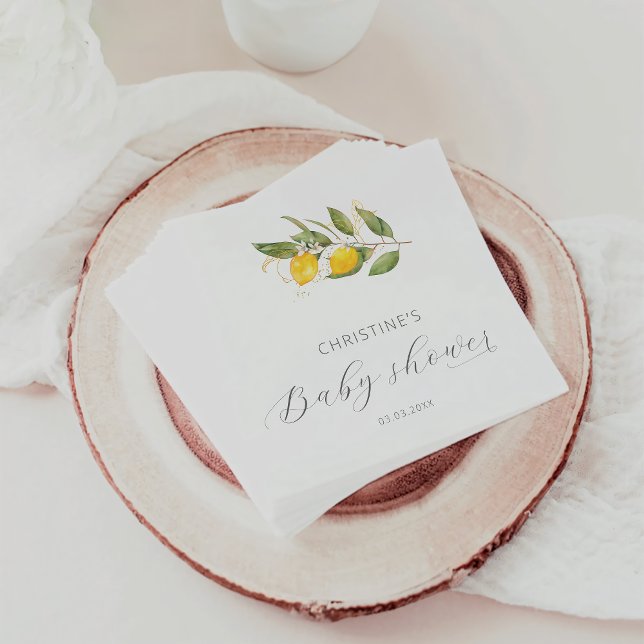 Elegant Watercolor Lemon Baby Shower Napkins (Creator Uploaded)