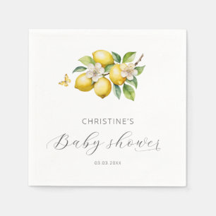 Elegant Watercolor Lemon Baby Shower Napkins