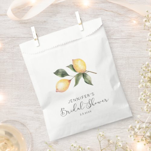 Elegant watercolor lemon bridal shower  favor bag