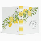 Elegant Watercolor Lemon Bridal Shower Recipe Book 3 Ring Binder (Background)