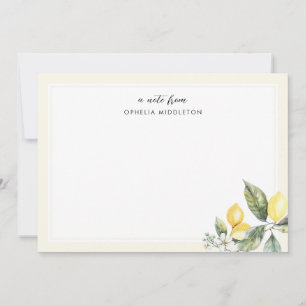 Elegant Watercolor Lemon Citrus Note Card