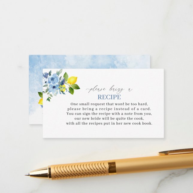 Elegant Watercolor Lemon Main Zqueeze Bridal Showe Enclosure Card (Front/Back In Situ)