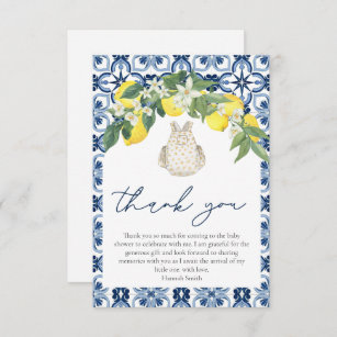 Elegant watercolor Lemon Positano Baby Shower  Thank You Card