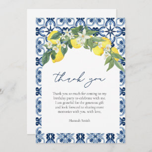 Elegant watercolor Lemon Positano  Thank You Card