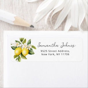 Elegant watercolor Lemon return Address Label