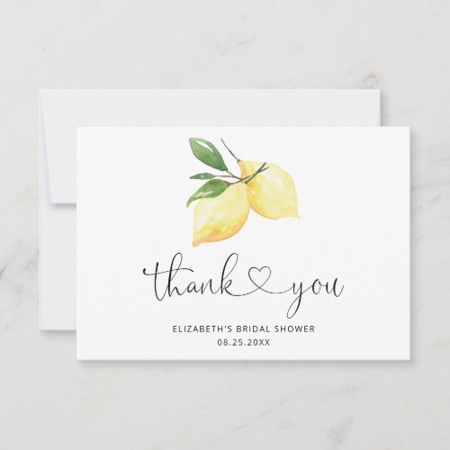 Elegant Watercolor Lemon Thank You Card