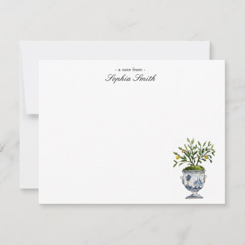 Elegant Watercolor lemon tree topiary Thank You Card