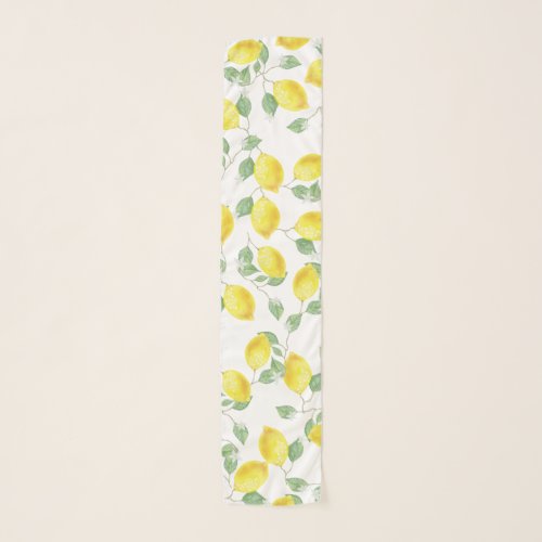 Elegant Watercolor Lemons  Blossoms Scarf