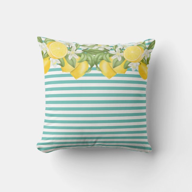 Elegant Watercolor Lemons  Lumbar Pillow (Front)