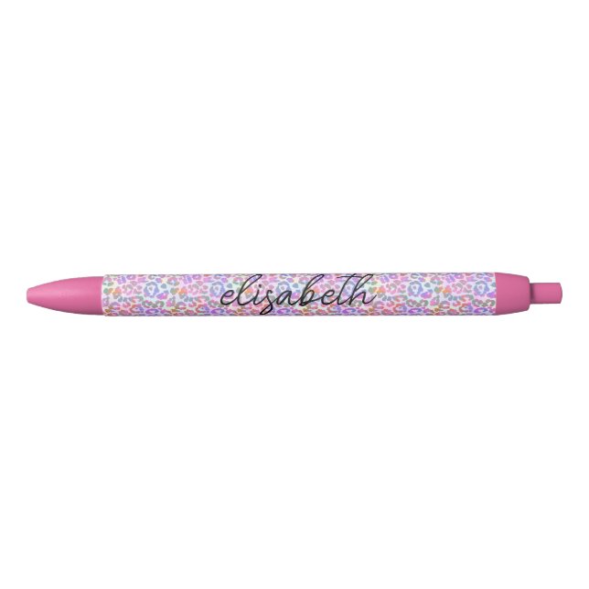 Elegant Watercolor Leopard Skin Pattern Monogram Pen (Front)