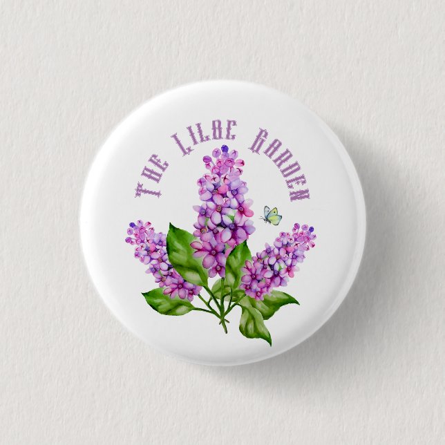 Elegant watercolor lilac branch button (Front)