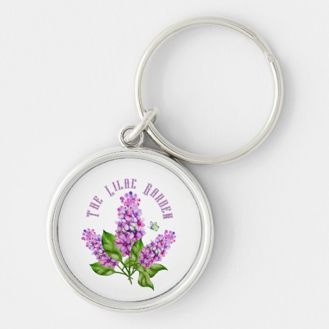 Elegant watercolor lilac branch keychain (Front)
